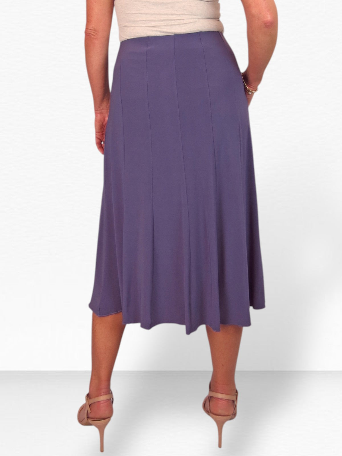 Smart Midi Maxi Panel Fishtail Lined Skirt Purple