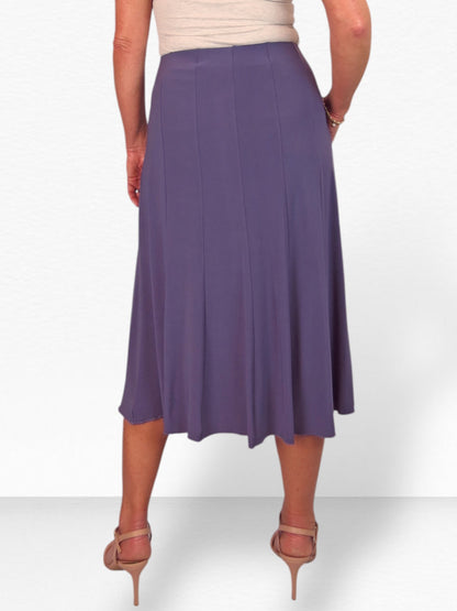 Smart Midi Maxi Panel Fishtail Lined Skirt Purple