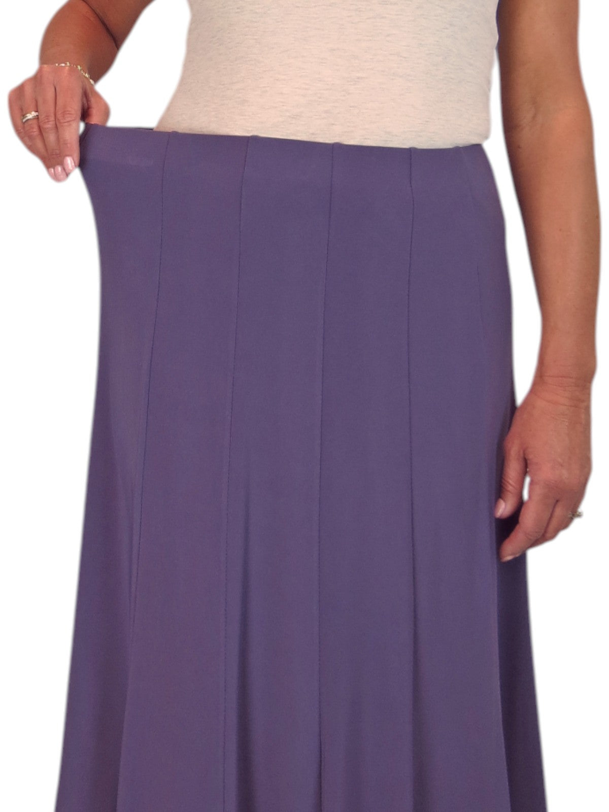 Smart Midi Maxi Panel Fishtail Lined Skirt Purple