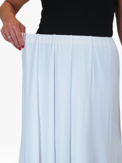Fully Lined Stretch Below Knee Flare Skirt White