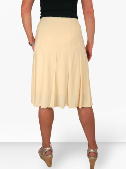 Fully Lined Stretch Below Knee Flare Skirt Lemon