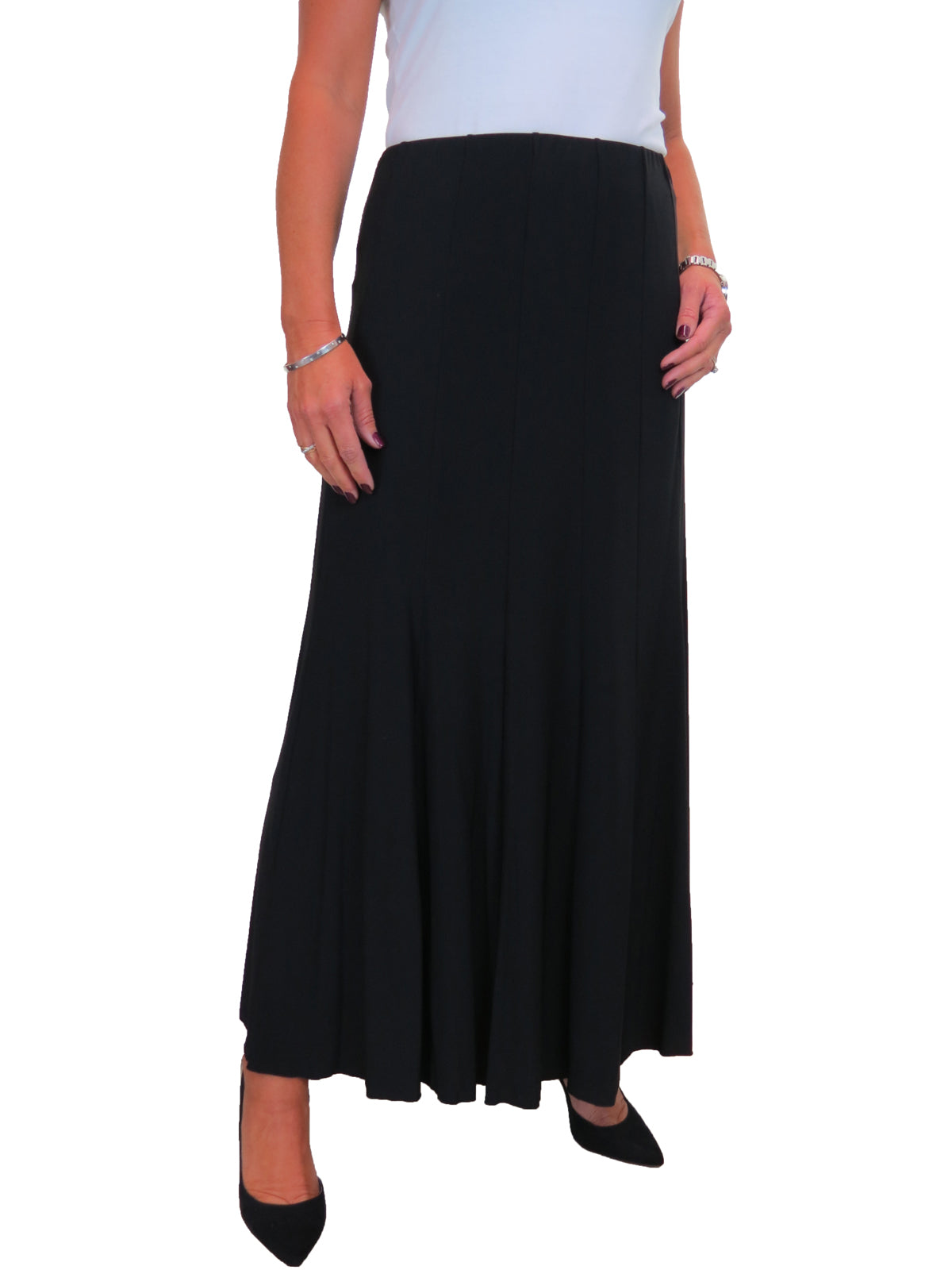 Smart Lined Stretch Long Maxi Skirt Black
