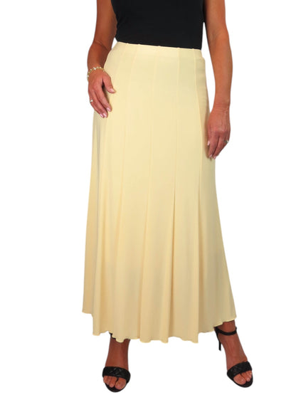 Smart Lined Stretch Long Maxi Skirt Lemon Yellow