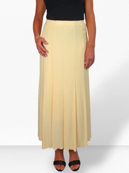 Smart Lined Stretch Long Maxi Skirt Lemon Yellow