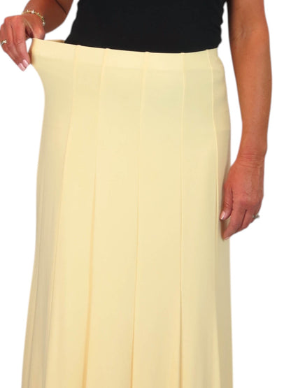 Smart Lined Stretch Long Maxi Skirt Lemon Yellow