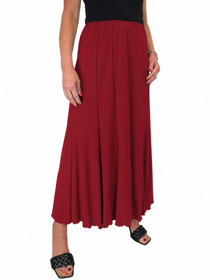 Fully Lined Stretch Long Maxi Skirt Deep Red