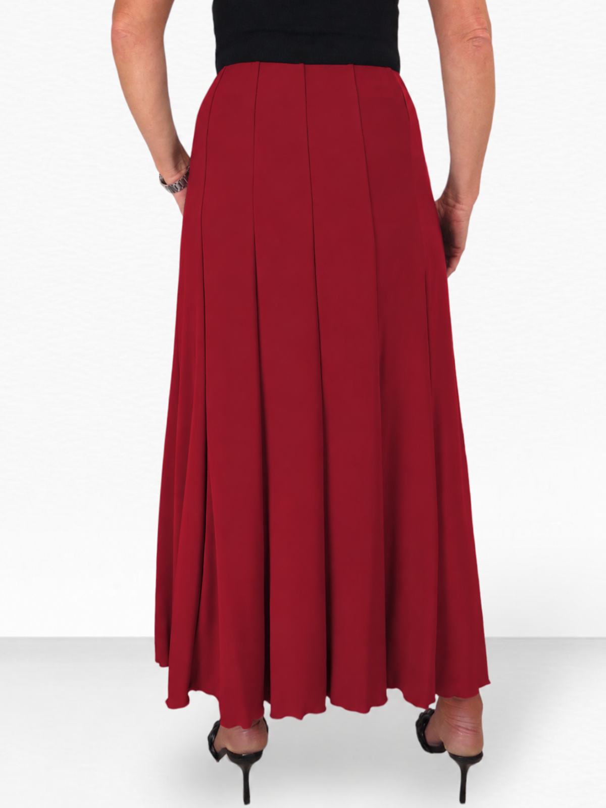 Fully Lined Stretch Long Maxi Skirt Deep Red