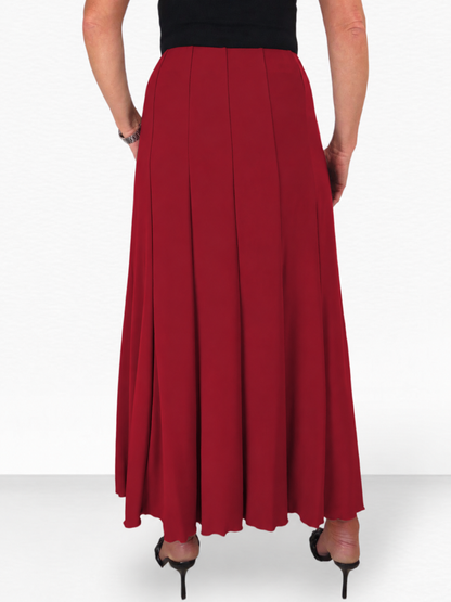 Fully Lined Stretch Long Maxi Skirt Deep Red