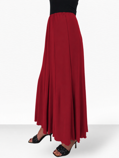 Fully Lined Stretch Long Maxi Skirt Deep Red