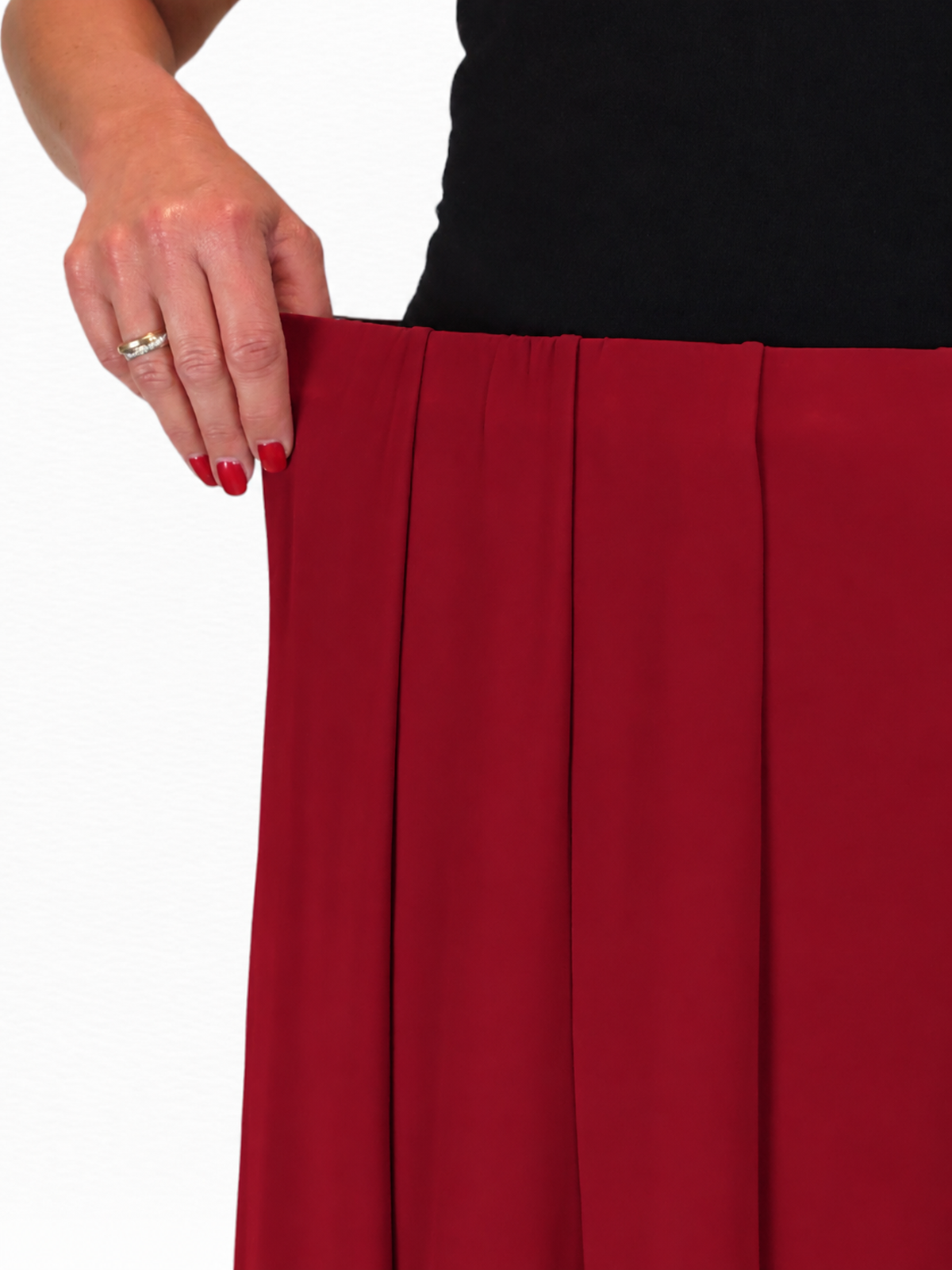 Fully Lined Stretch Long Maxi Skirt Deep Red