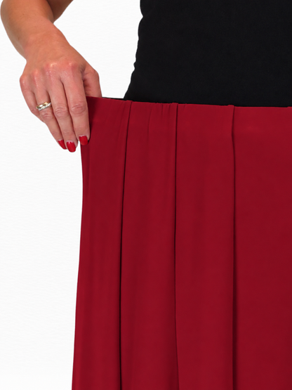 Fully Lined Stretch Long Maxi Skirt Deep Red