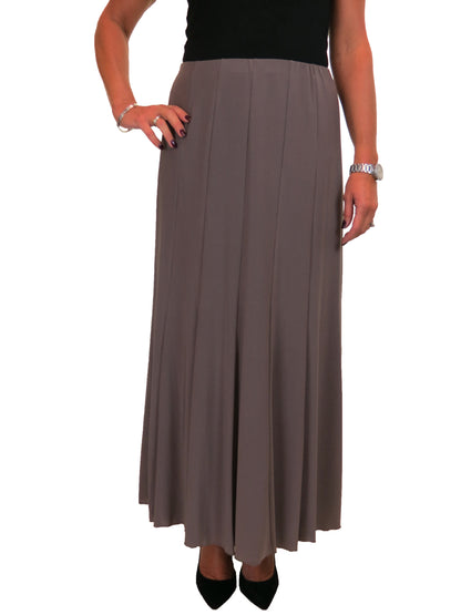 Fully Lined Stretch Long Maxi Skirt Taupe