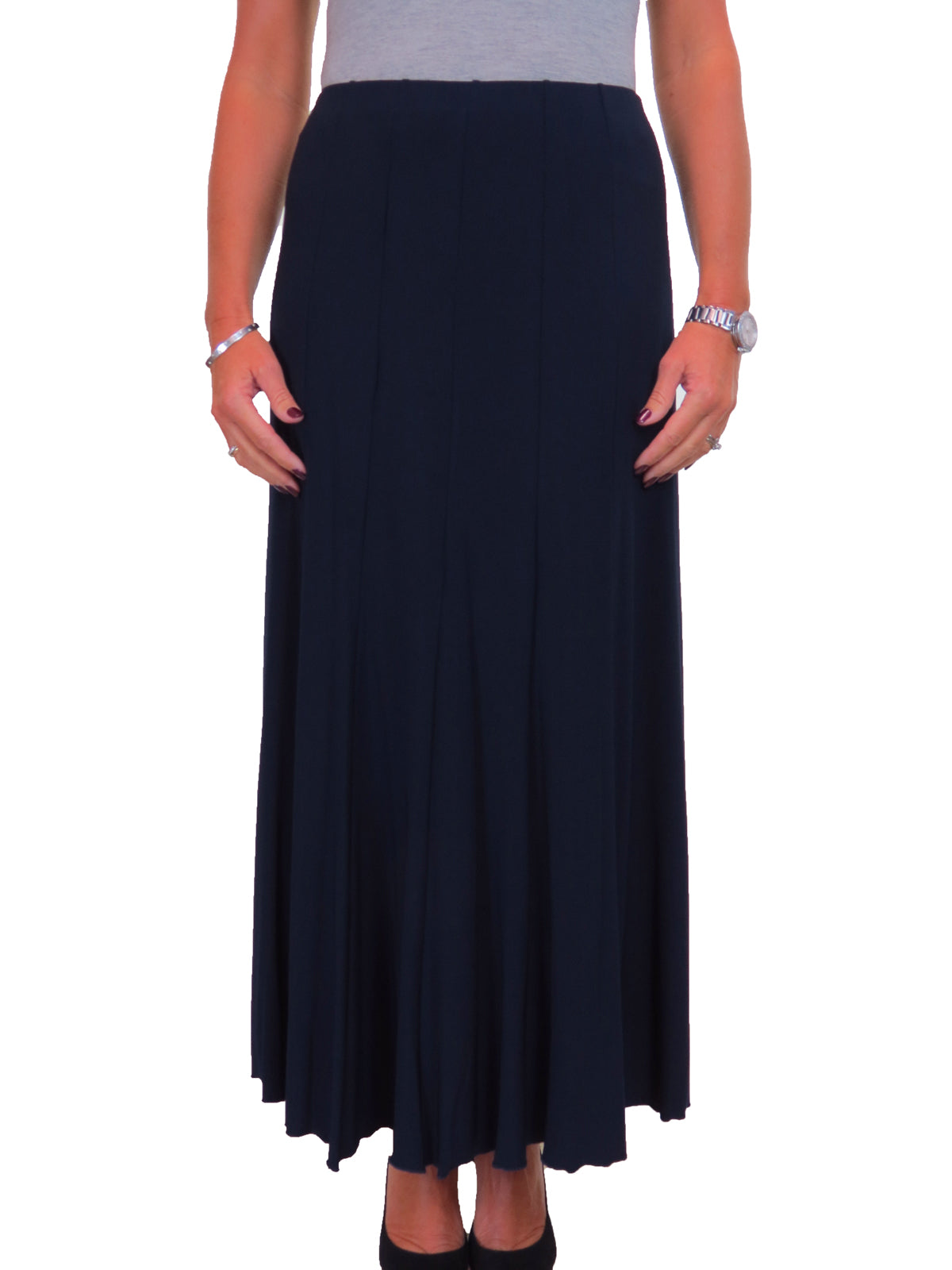 Smart Lined Stretch Long Maxi Skirt Navy Blue