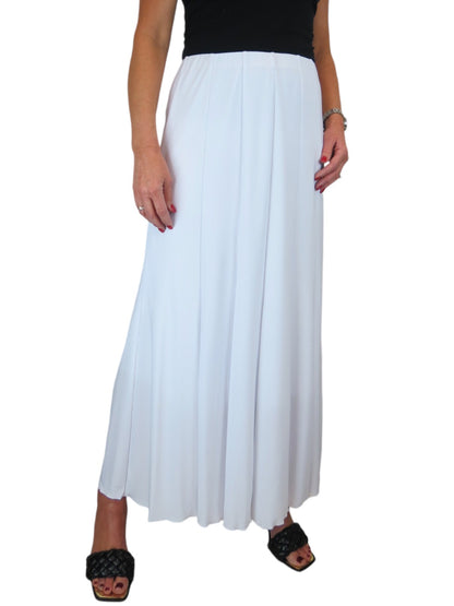 Fully Lined Stretch Long Maxi Skirt White