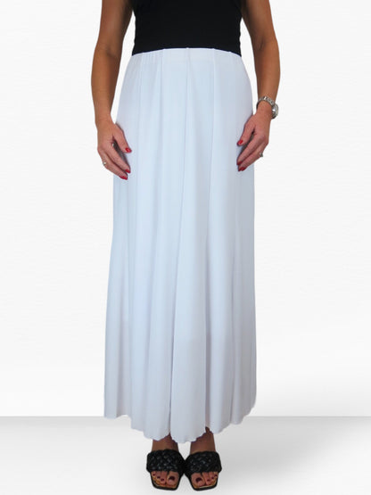 Fully Lined Stretch Long Maxi Skirt White