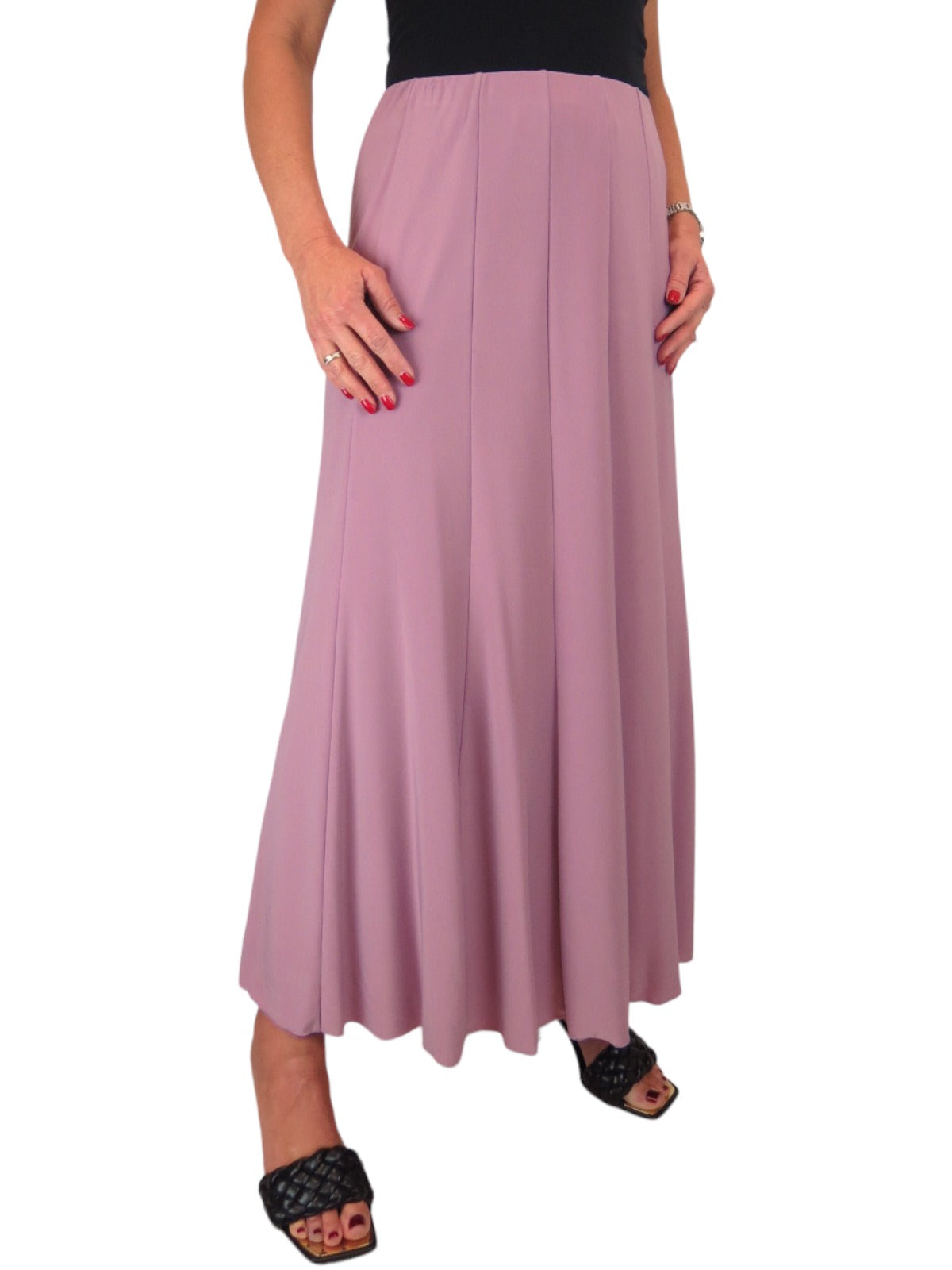 Fully Lined Stretch Long Maxi Skirt Dusty Pink