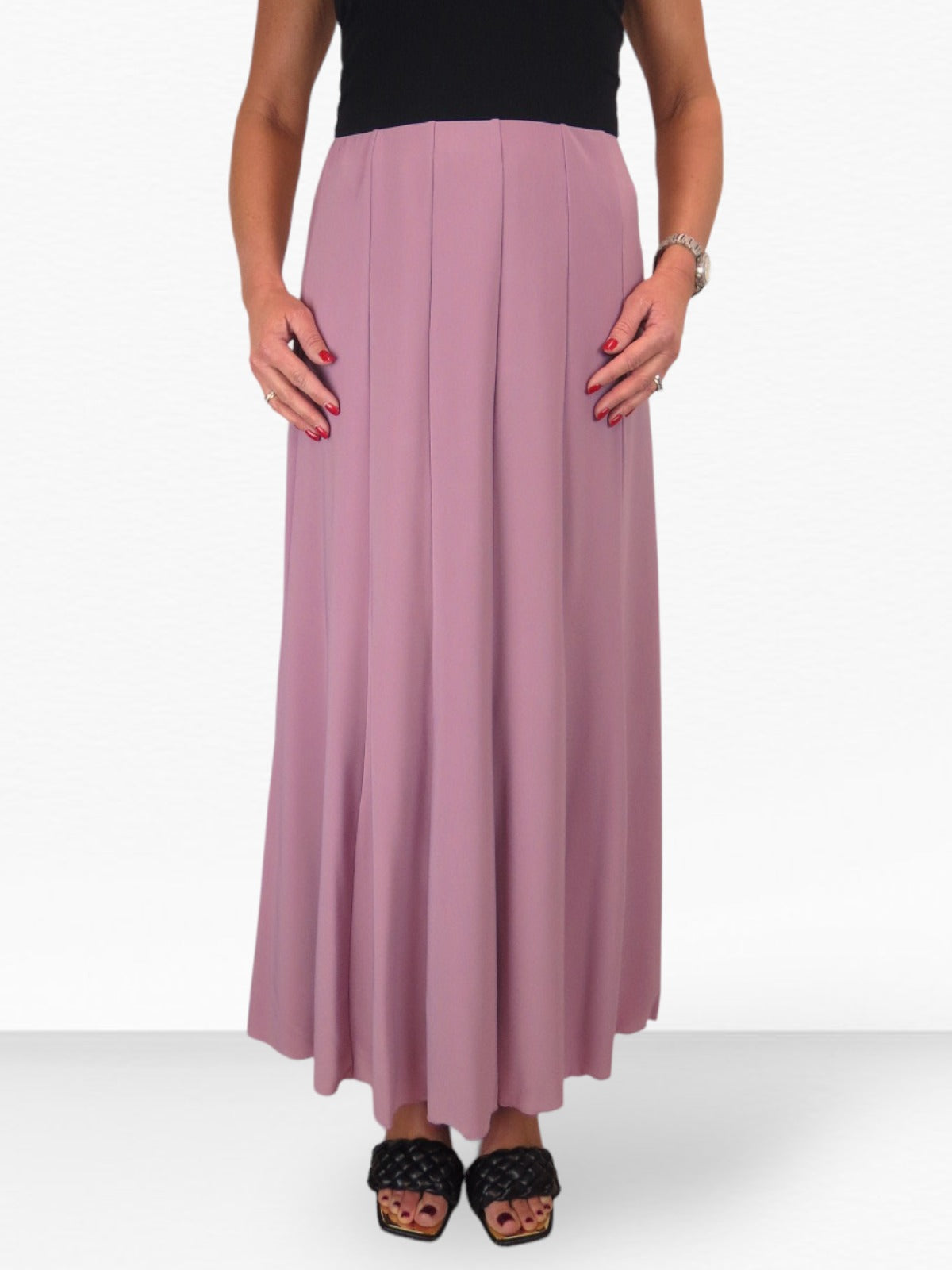 Fully Lined Stretch Long Maxi Skirt Dusty Pink