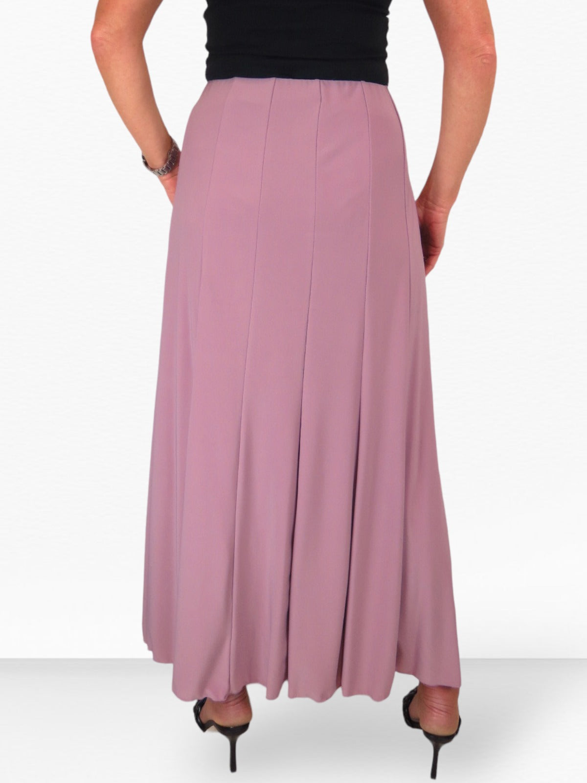 Fully Lined Stretch Long Maxi Skirt Dusty Pink