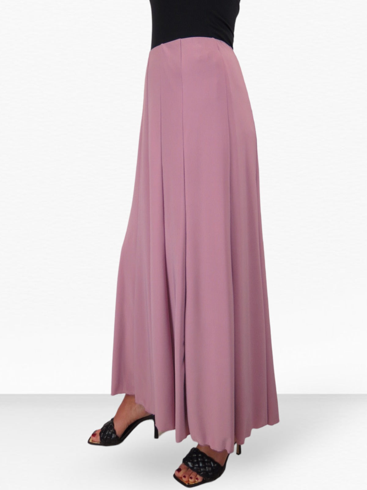 Fully Lined Stretch Long Maxi Skirt Dusty Pink