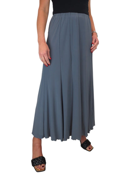 Smart Lined Stretch Long Maxi Skirt Grey