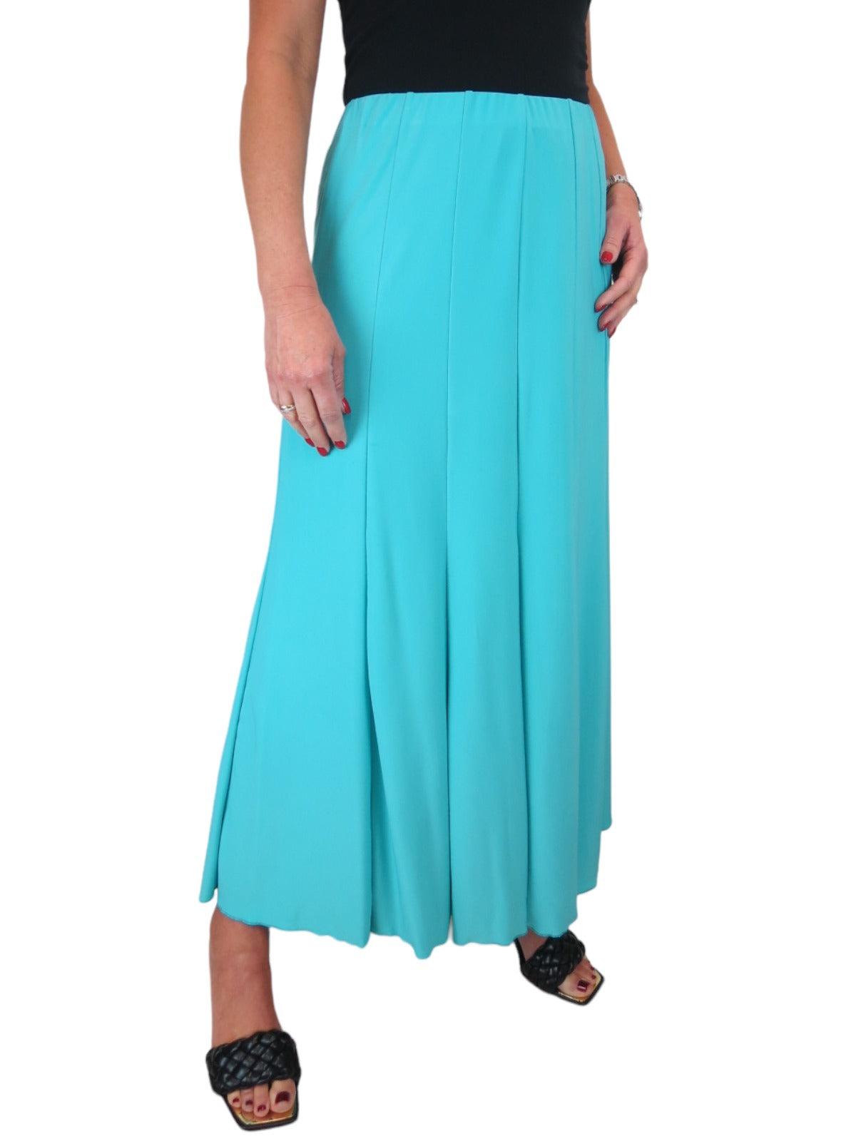 Fully Lined Stretch Long Maxi Skirt Turquoise