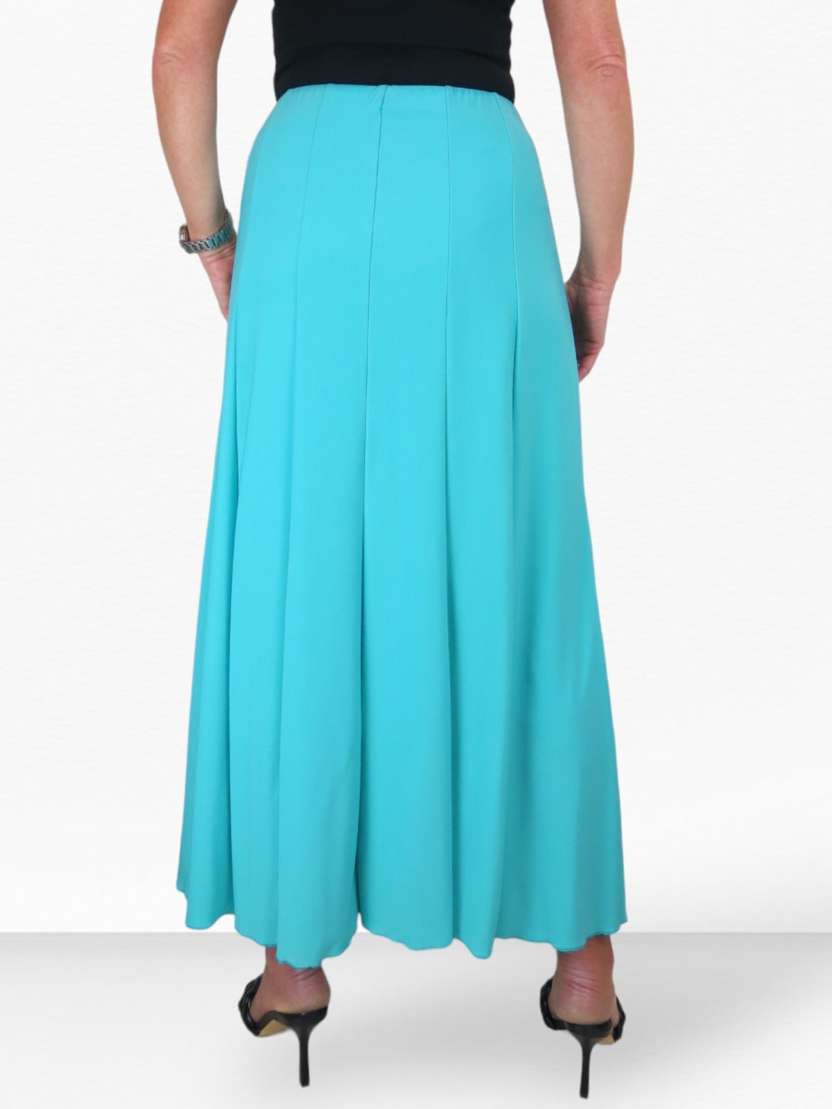 Fully Lined Stretch Long Maxi Skirt Turquoise