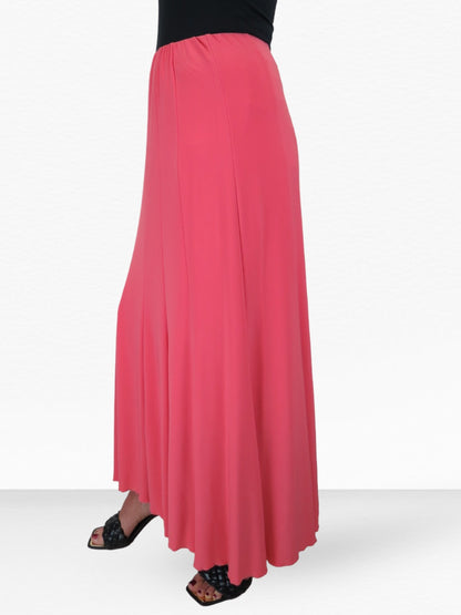 Fully Lined Stretch Long Maxi Skirt Coral