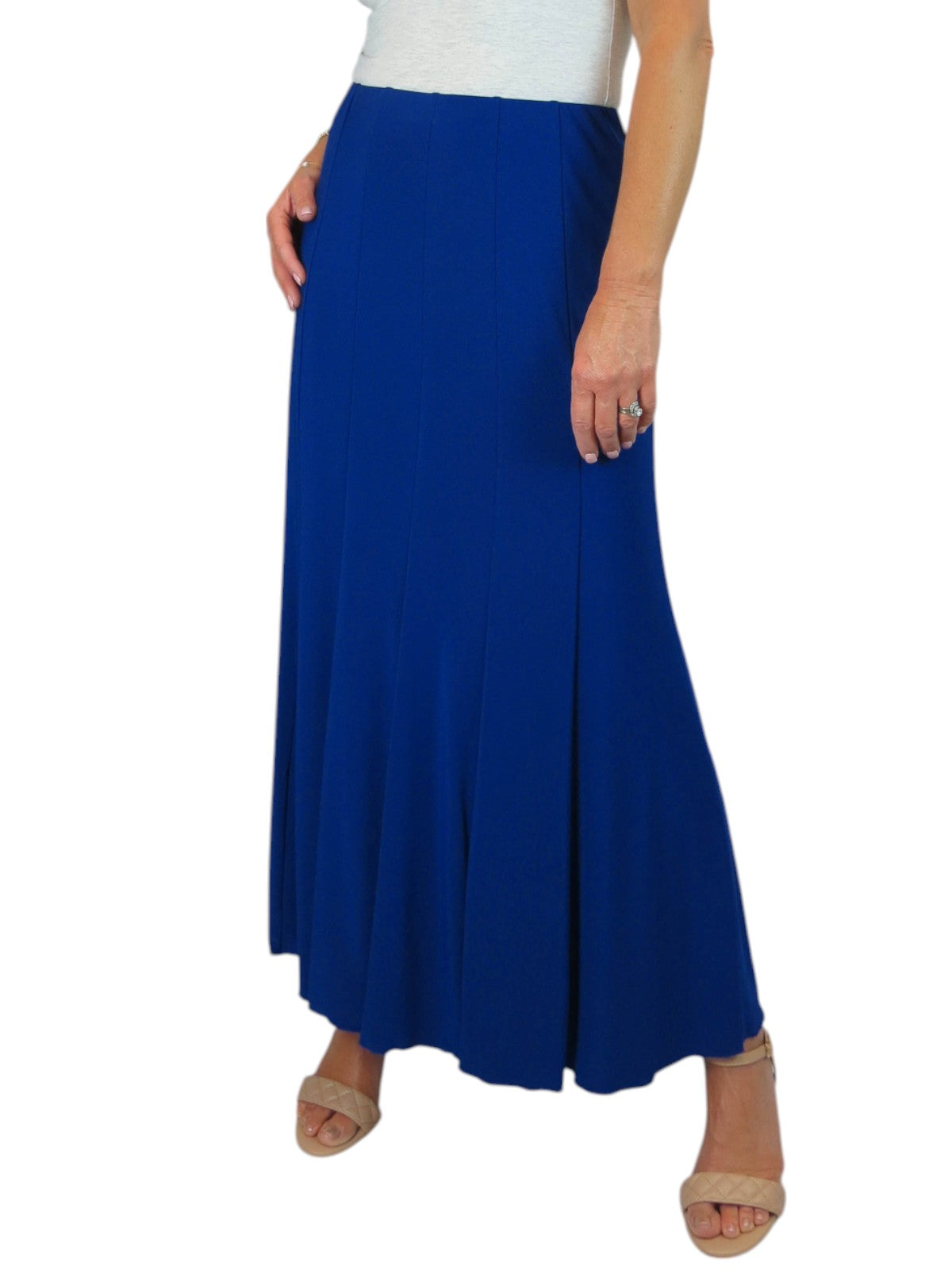 Smart Lined Stretch Long Maxi Skirt Royal Blue