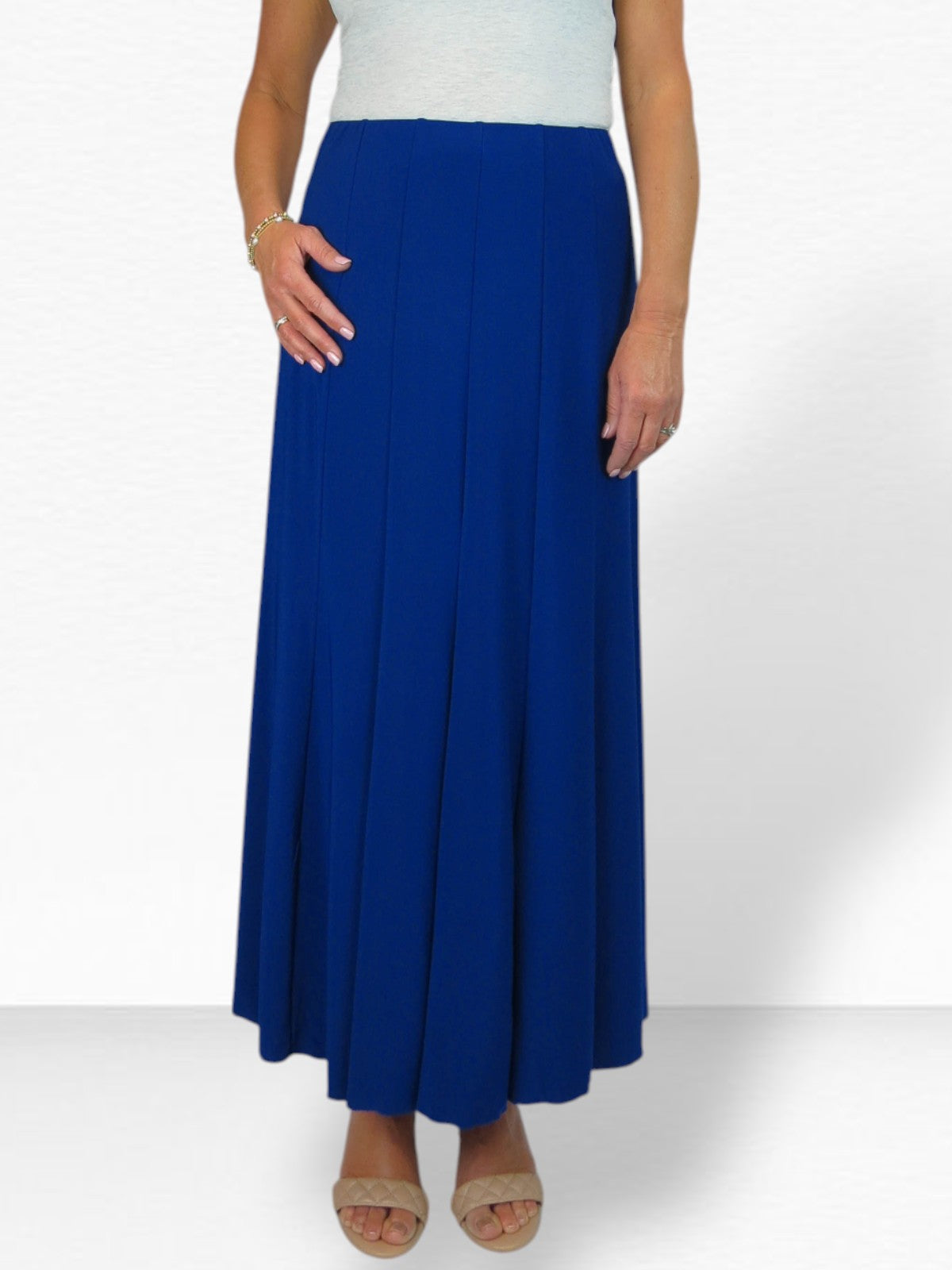 Smart Lined Stretch Long Maxi Skirt Royal Blue