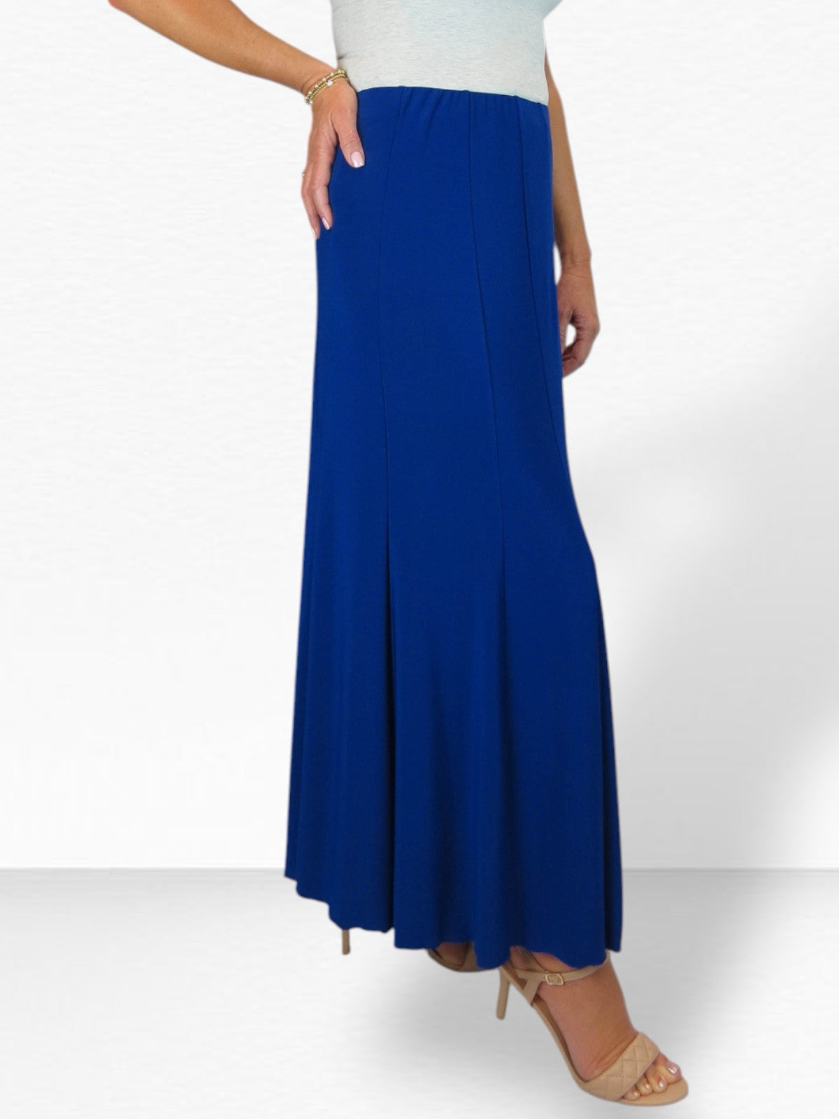 Smart Lined Stretch Long Maxi Skirt Royal Blue