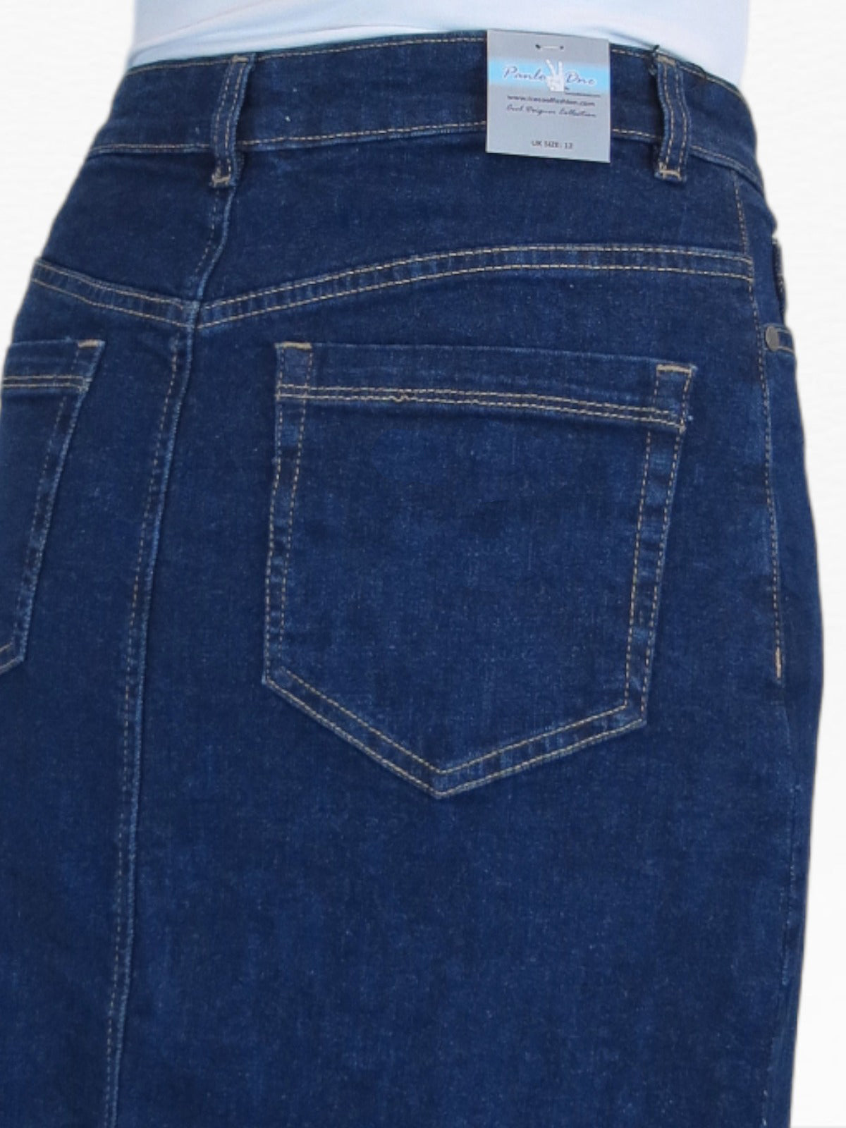 Stretch Denim Jeans Maxi Skirt Soft Wash Indigo Blue