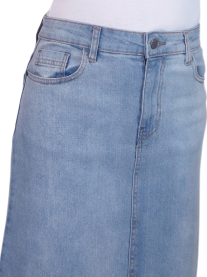 Stretch Denim Jeans Maxi Skirt Bleach Blue