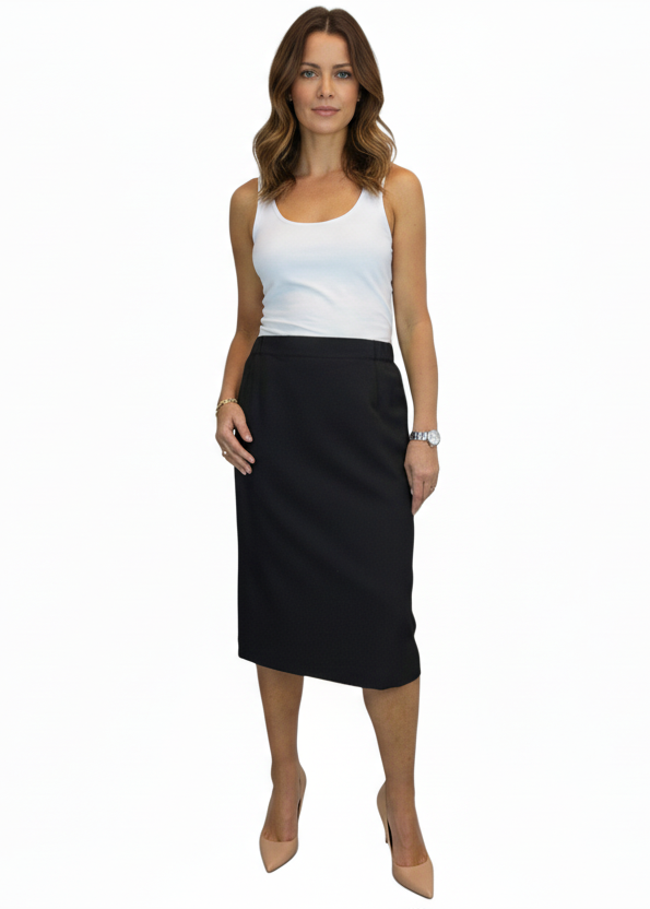 Women's Smart Elasticated Waist Pencil Skirt Black