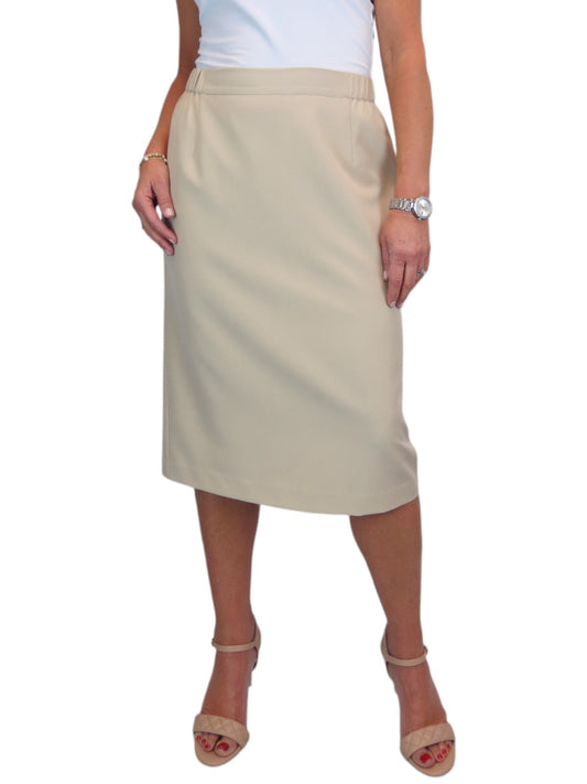 Women's Smart Elasticated Waist Pencil Skirt Beige