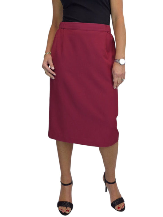 Women's Smart Elasticated Waist Pencil Skirt Burgundy