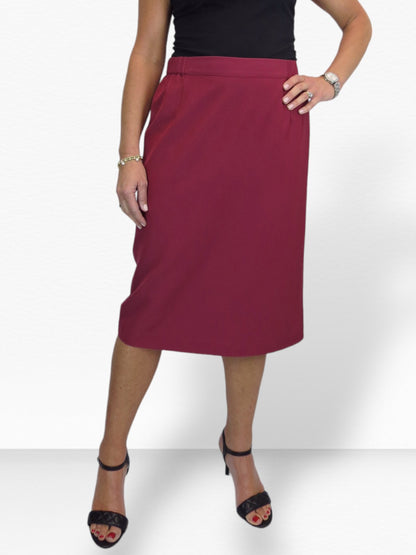 Women's Smart Elasticated Waist Pencil Skirt Burgundy