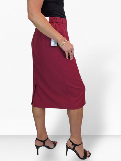 Women's Smart Elasticated Waist Pencil Skirt Burgundy
