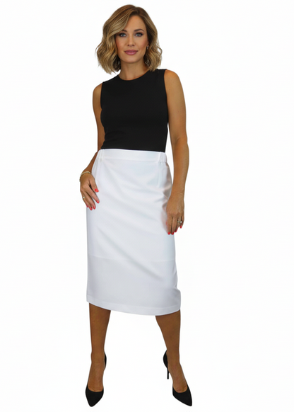 Women's Smart Elasticated Waist Pencil Skirt White