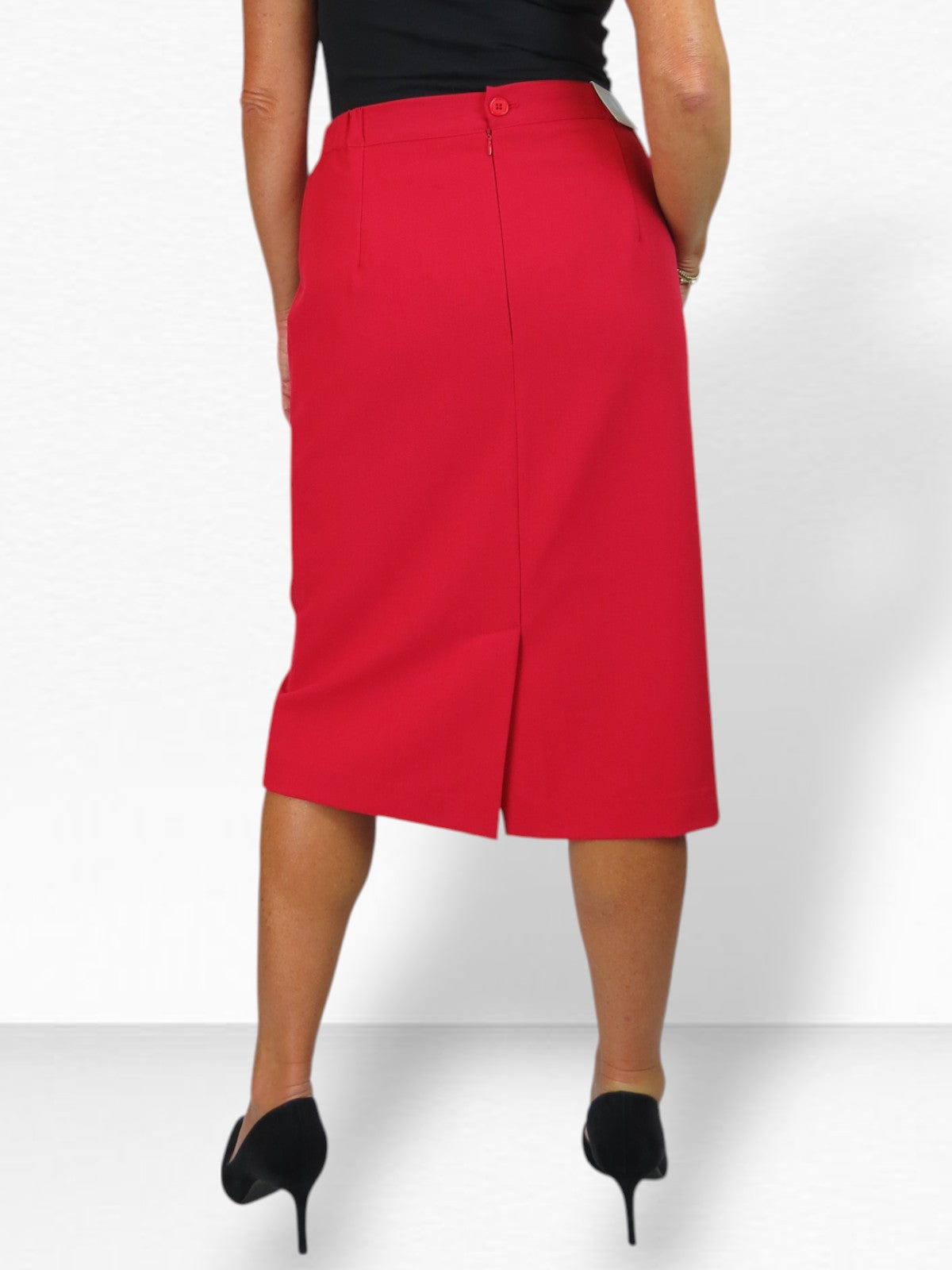 Women's Smart Elasticated Waist Pencil Skirt Red
