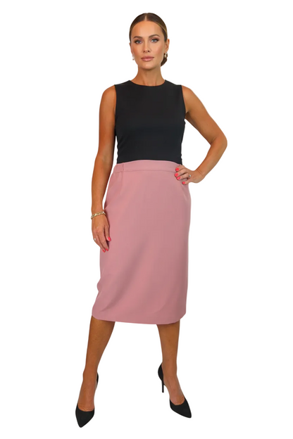 Women's Smart Elasticated Waist Pencil Skirt Pink