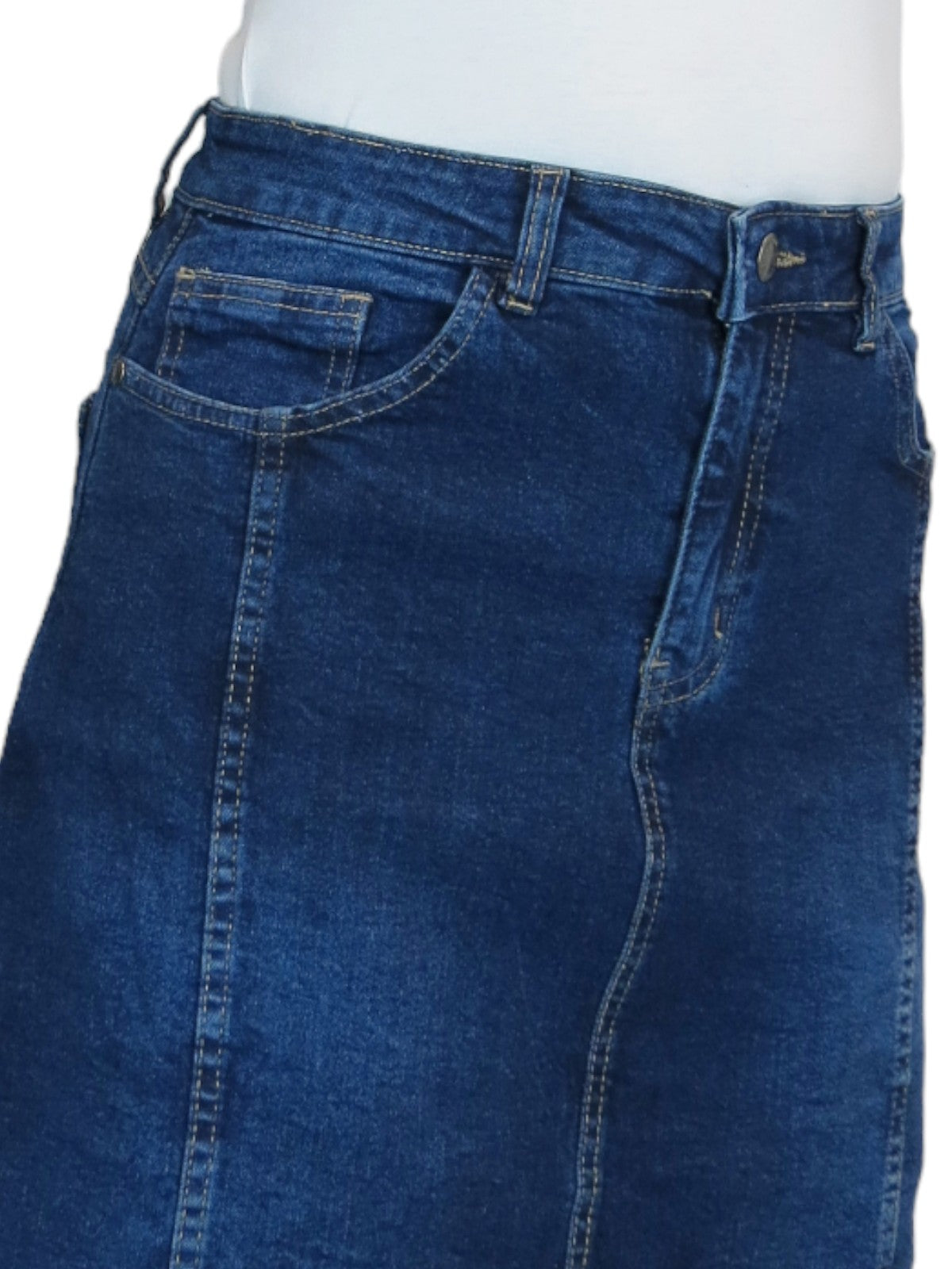 Women's Panelled Denim A Line Skirt Faded Indigo