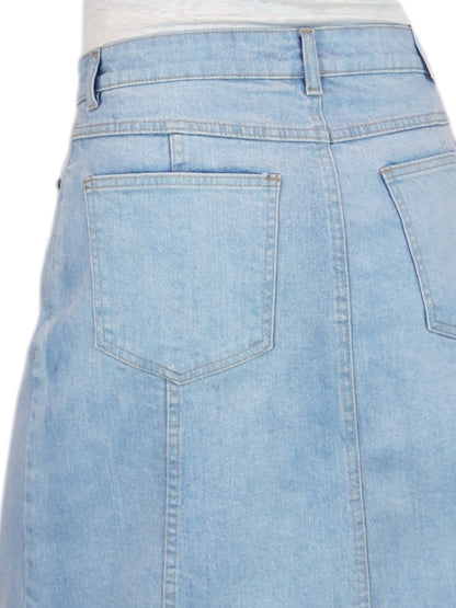 Women's Panelled Denim A Line Skirt Light Bleach Wash