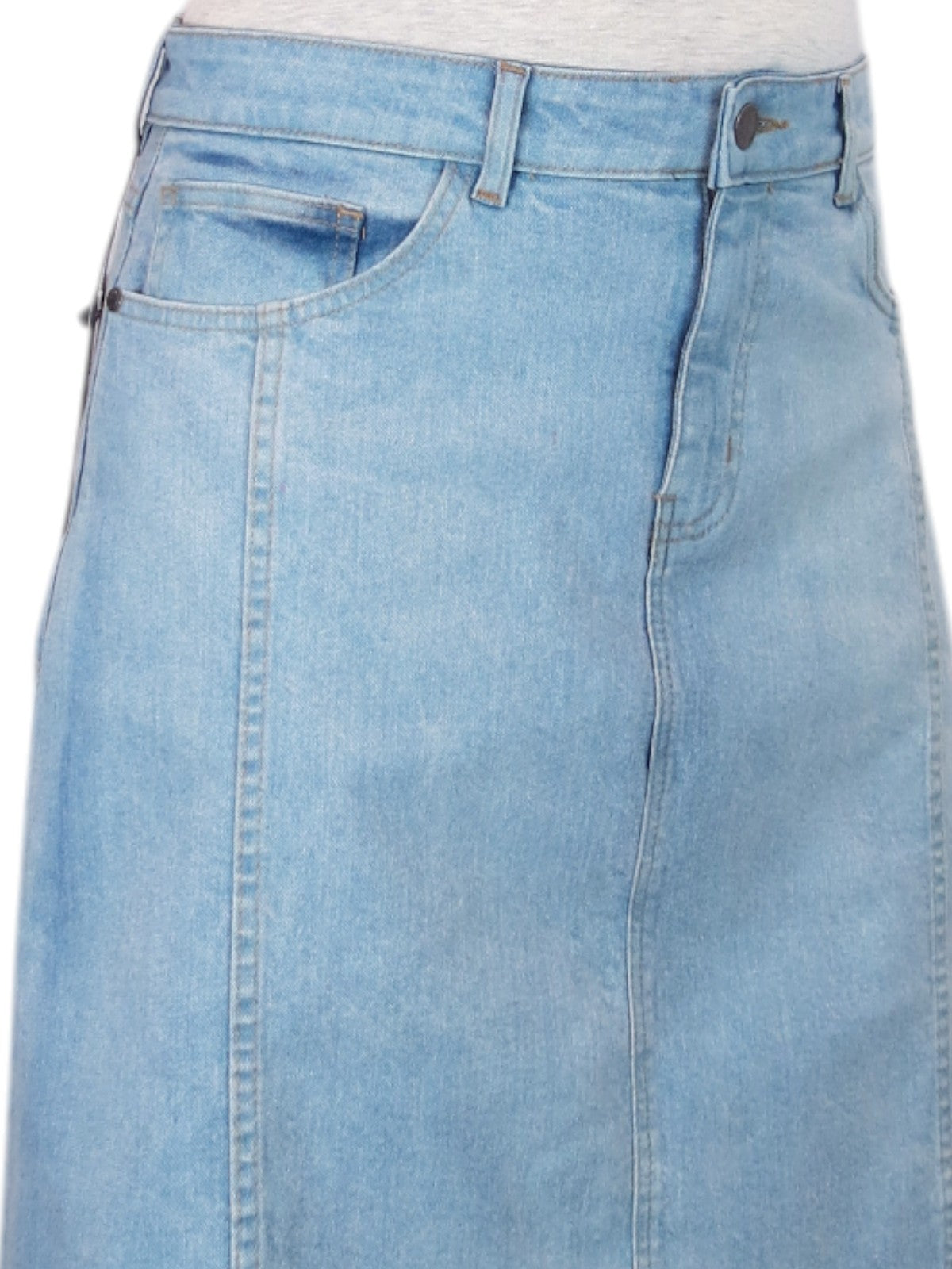 Women's Panelled Denim A Line Skirt Light Bleach Wash