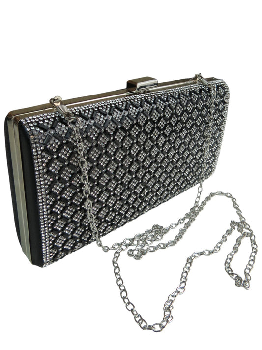 Diamanté Sparkle Clutch Bag Black