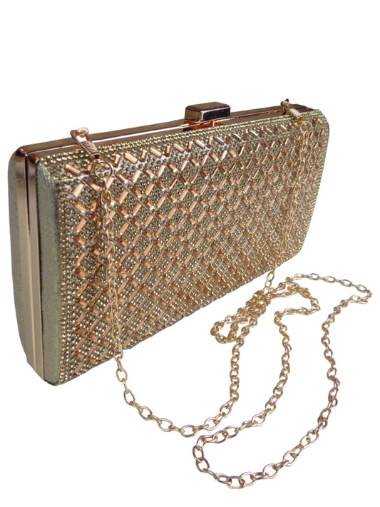 Diamanté Sparkle Clutch Bag Gold