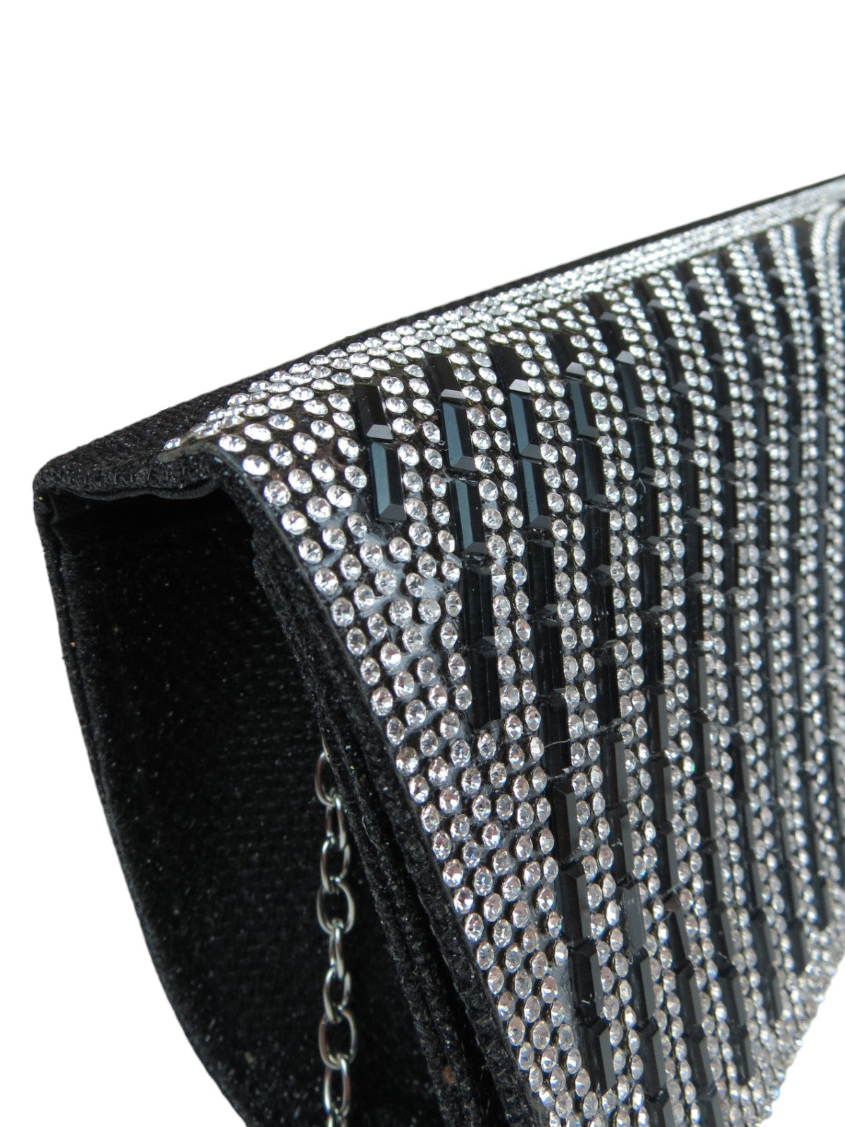 Oval Pattern Diamante Clutch Bag Black