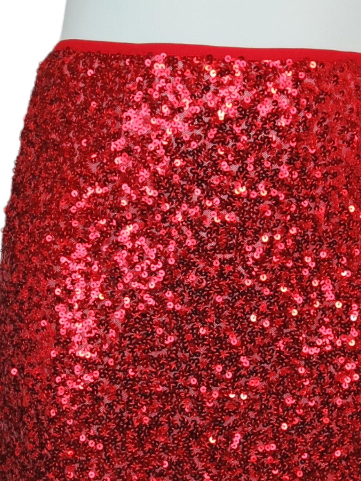 Womens Stretch Sequin Mini Skirt Red