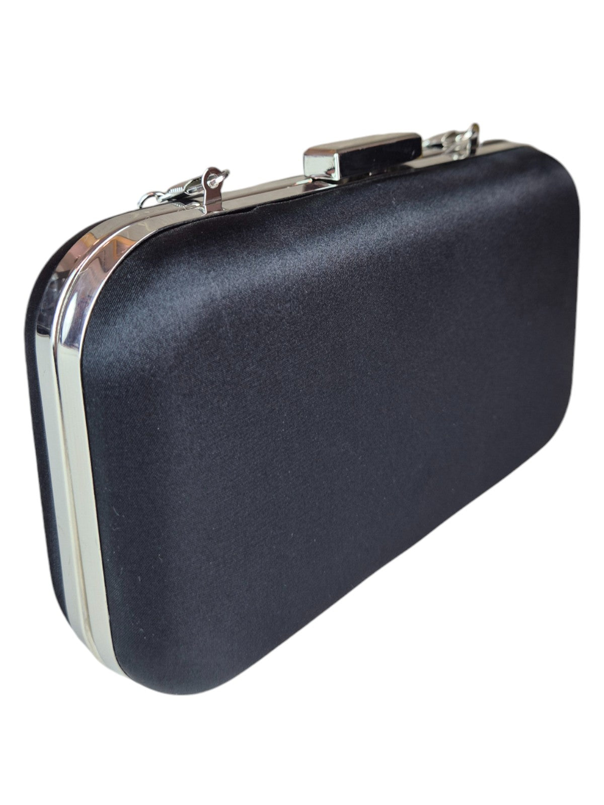 Bow Satin Clutch Bag Black