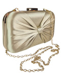 Bow Satin Clutch Bag Gold