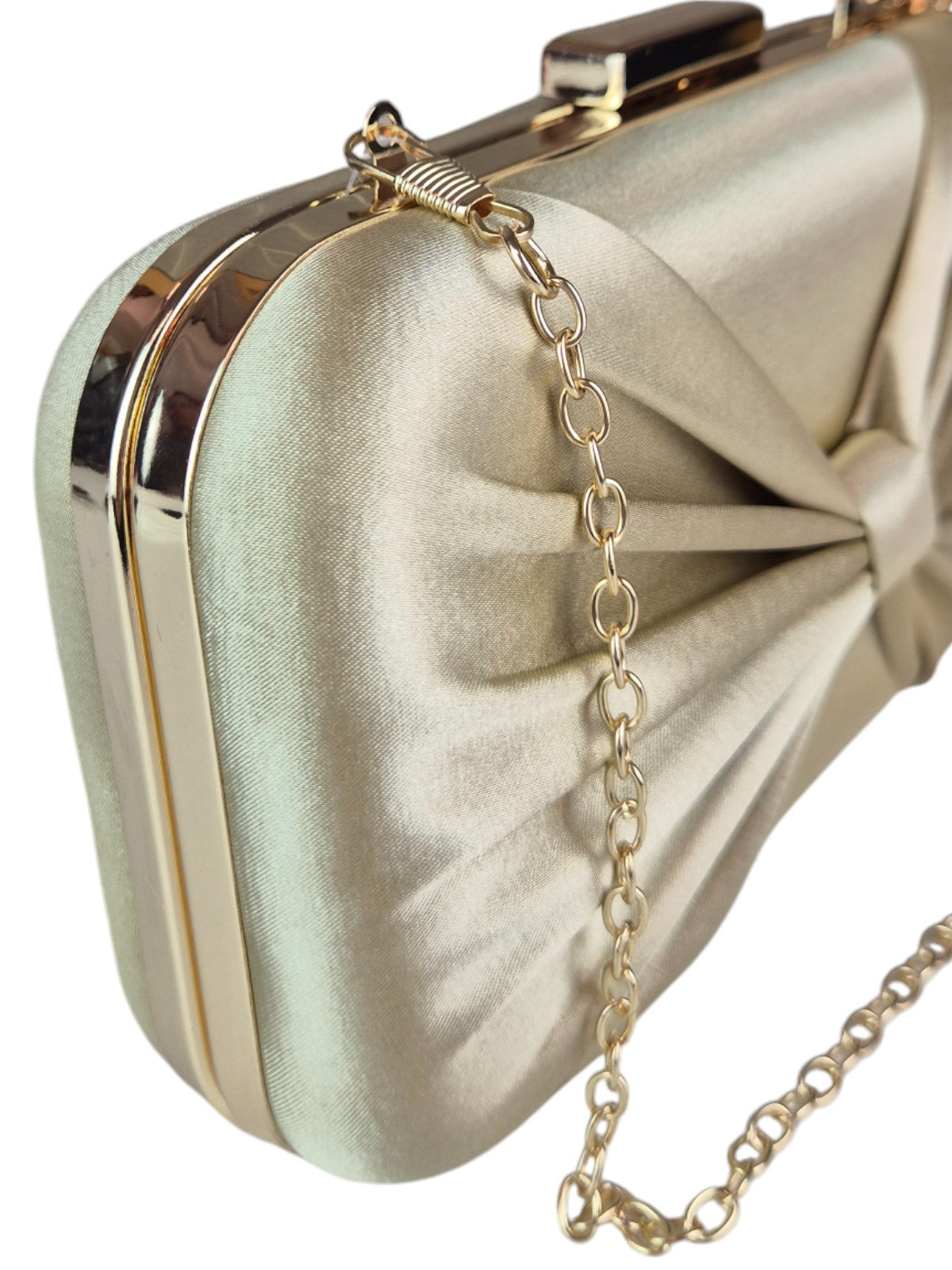 Bow Satin Clutch Bag Gold